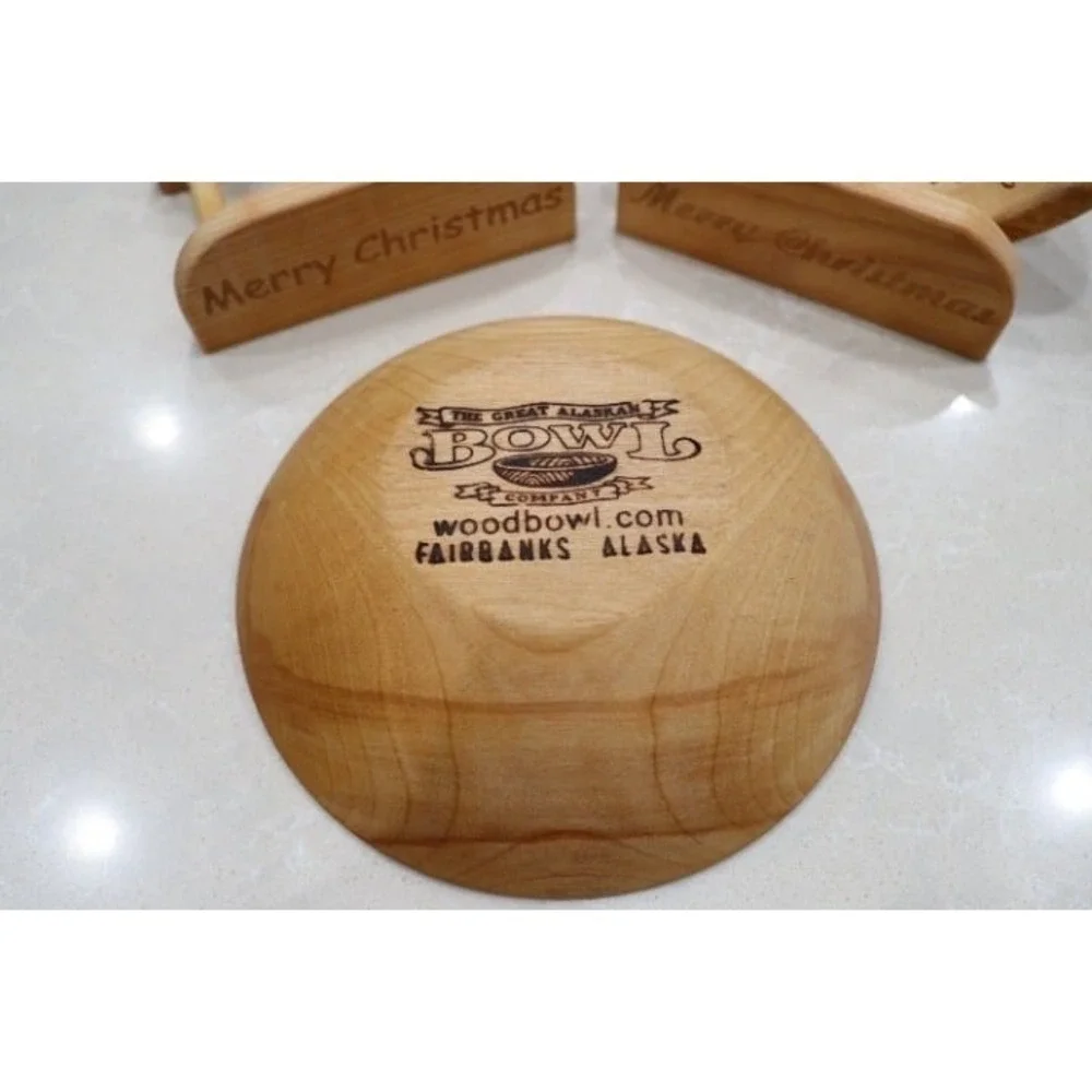 Christmas Wood Bowls with Holders The Great Alaskan Bowl Co  Set/2